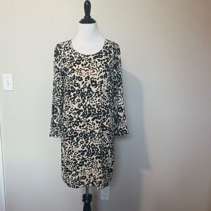 J. Crew Black and Cream Long Sleeve Dress